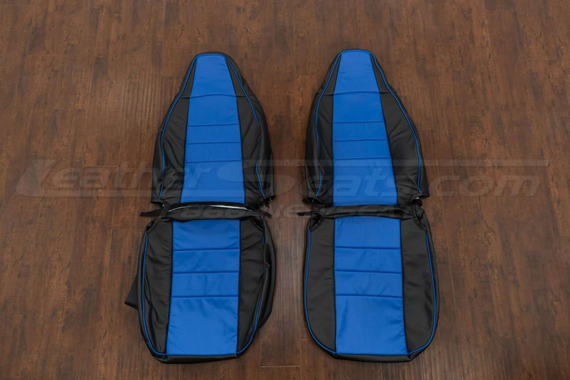 Jeep Wrangler TJ Leather Seat Kit - Black & Cobalt - Front seat upholstery
