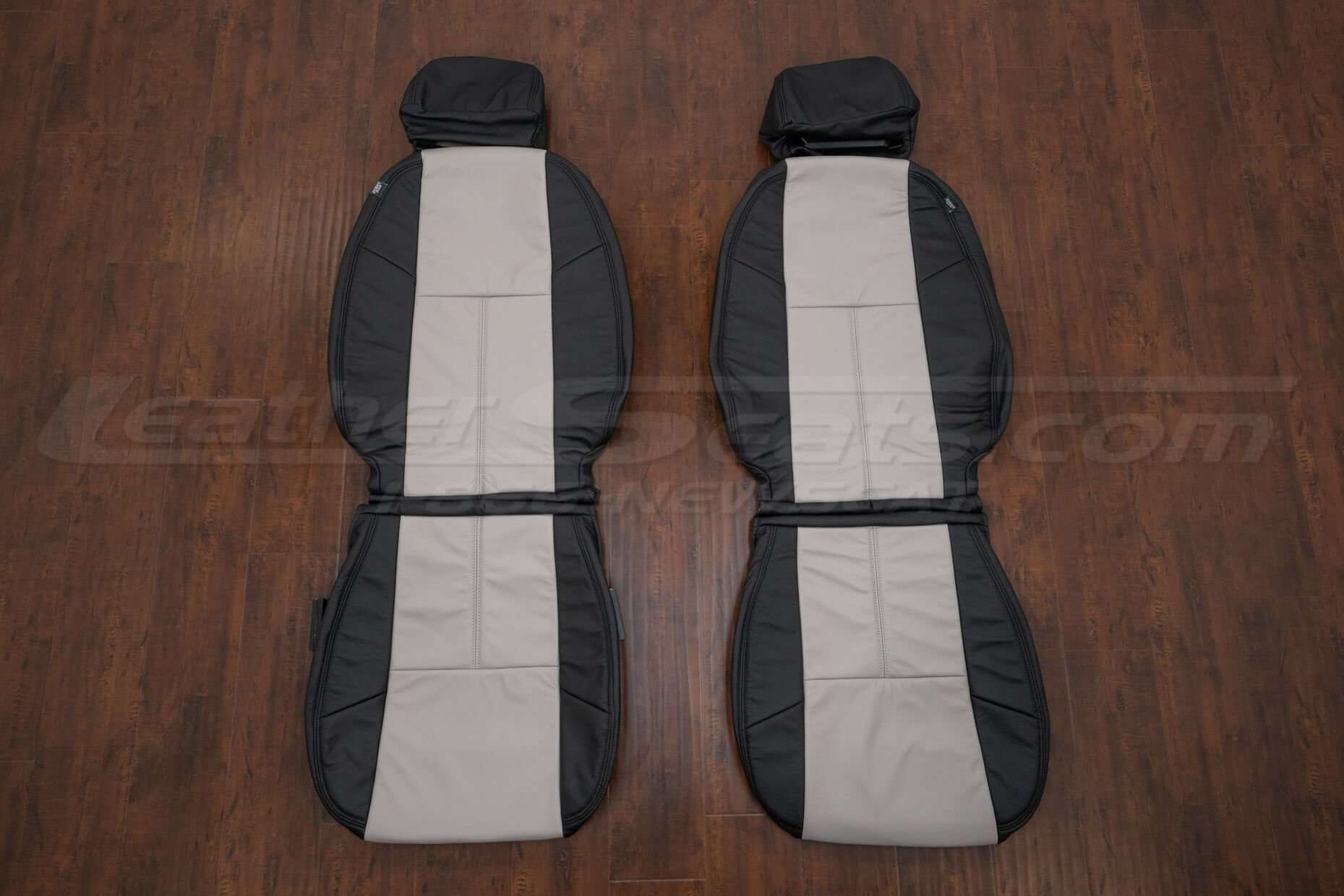 GMC Sierra Leather Seat Kit - Black & Dove Grey - Front seat upholstery