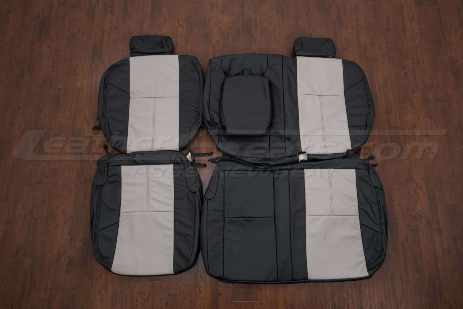 GMC Sierra Leather Kit - Black & Dove Grey Rear seat upholstery with armrest