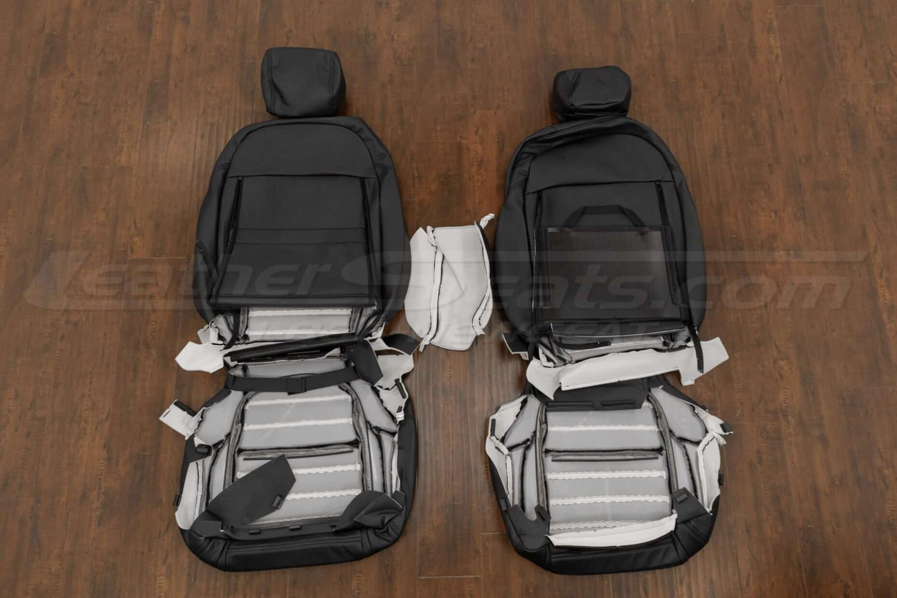 Back view of front seats and console cover