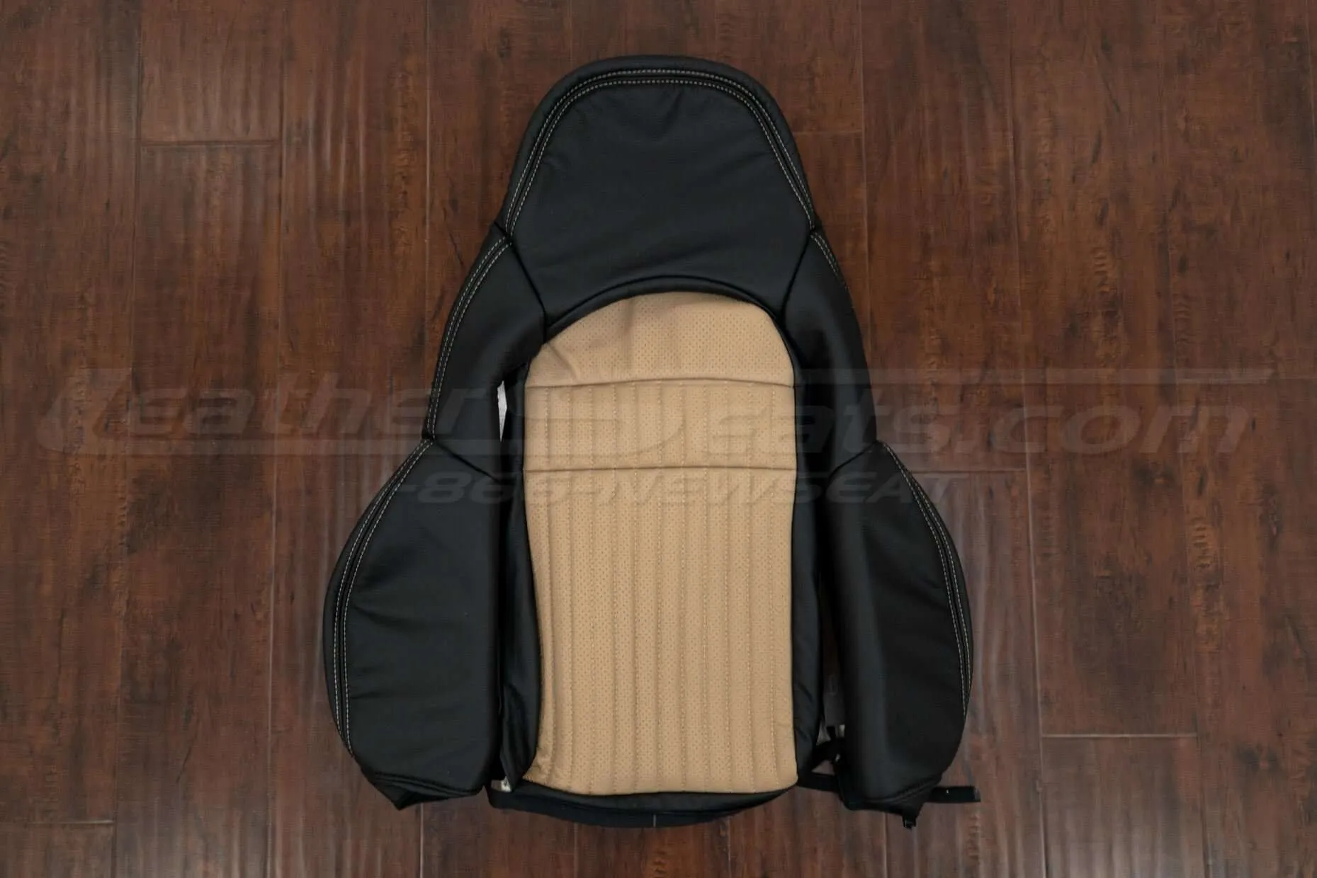 Chevrolet Corvette Leather Seat Kit - Black/Bisque - Front seat backrest with perforated body