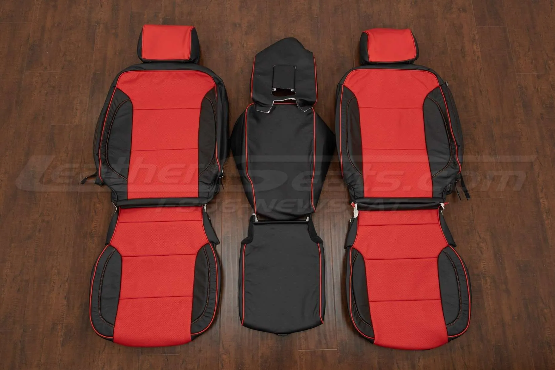 GMC Sierra Leather Seat Kit - Black & Bright Red - Front seat upholstery