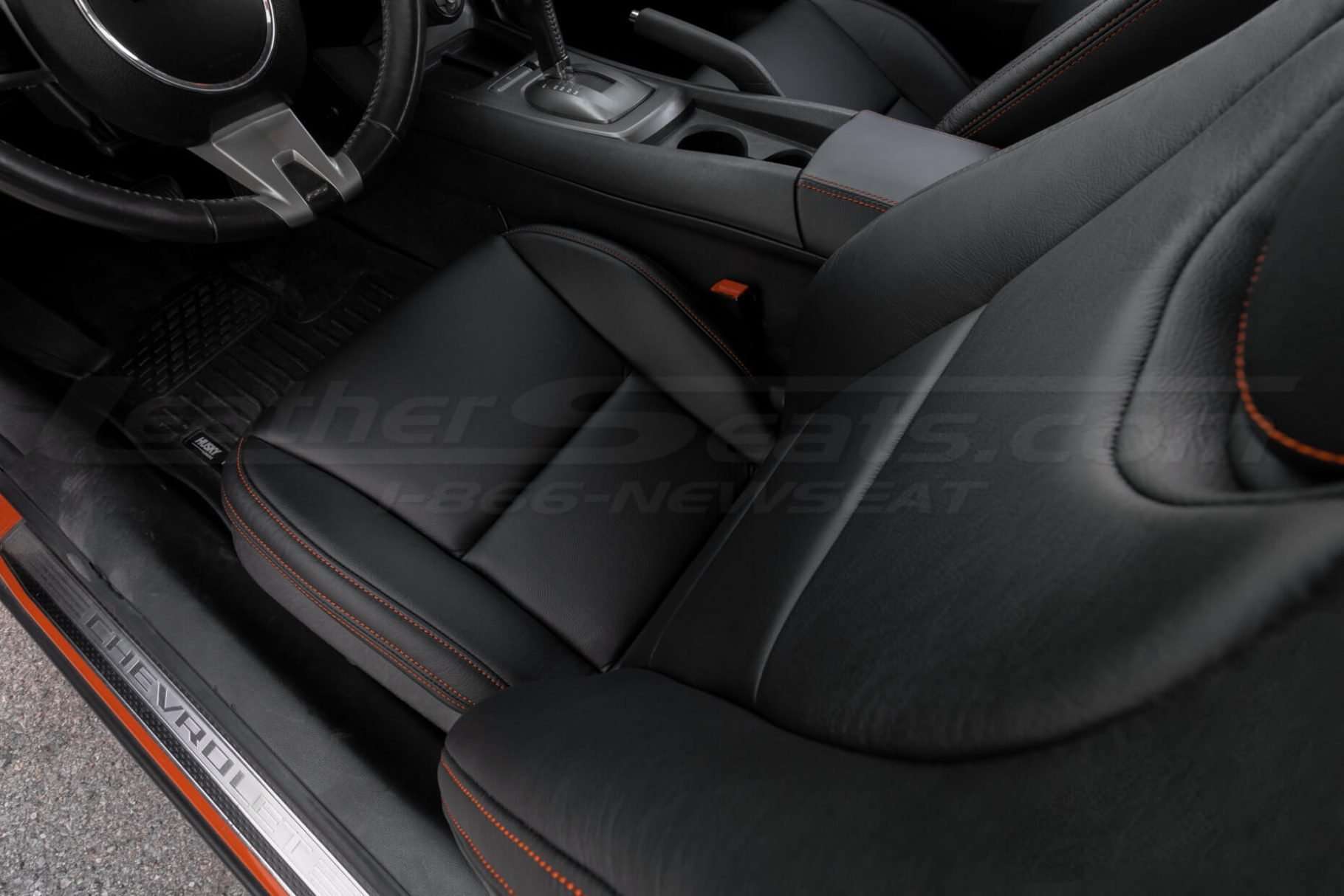 Downward view of front backrest and seat cushion