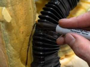 Tracing exhaust placement on foam