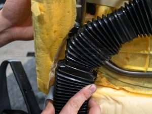 Removing traced foam to place exhaust