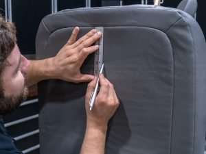 Mark the placement of the bezel so that it sits directly in line with the blower