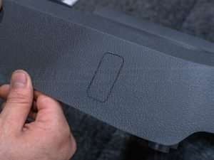 Switch placement traced onto matieral.