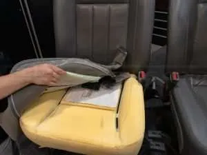 Upholstery being removed from seats