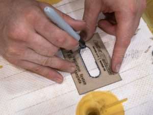 Trace the TED placement hole onto the foam