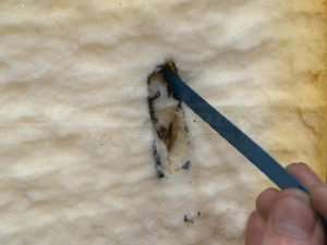 Cushion foam removal close-up