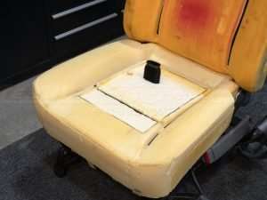 Push blower through hole cut out in previos steps - Modily the seat if necessary