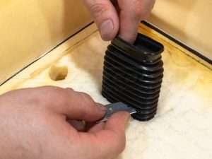 Trimming the entrifugal blower for correct fitting on seat