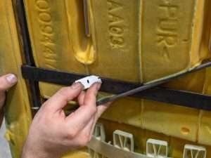 Cutting foam to set bracket