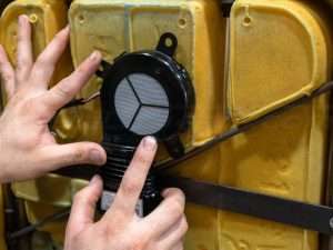 Placing TED blower on back of foam to determine proper placement