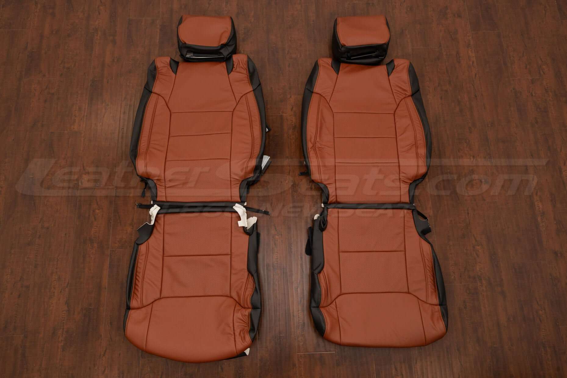 Toyota Tundra CrewMax leather seat kit - Black & Mitt Brown - Front seat upholstery