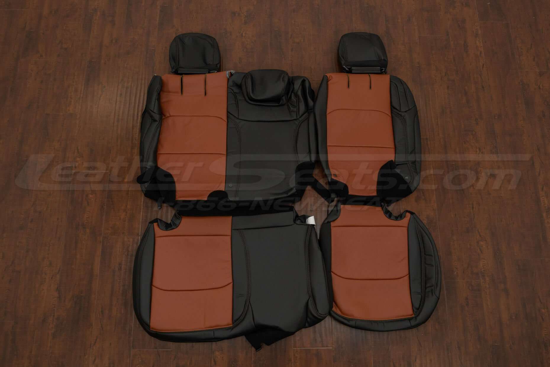 Jeep Wrangler JL Leather Seat Kit - Black & Mitt Brown - Rear seat upholstery