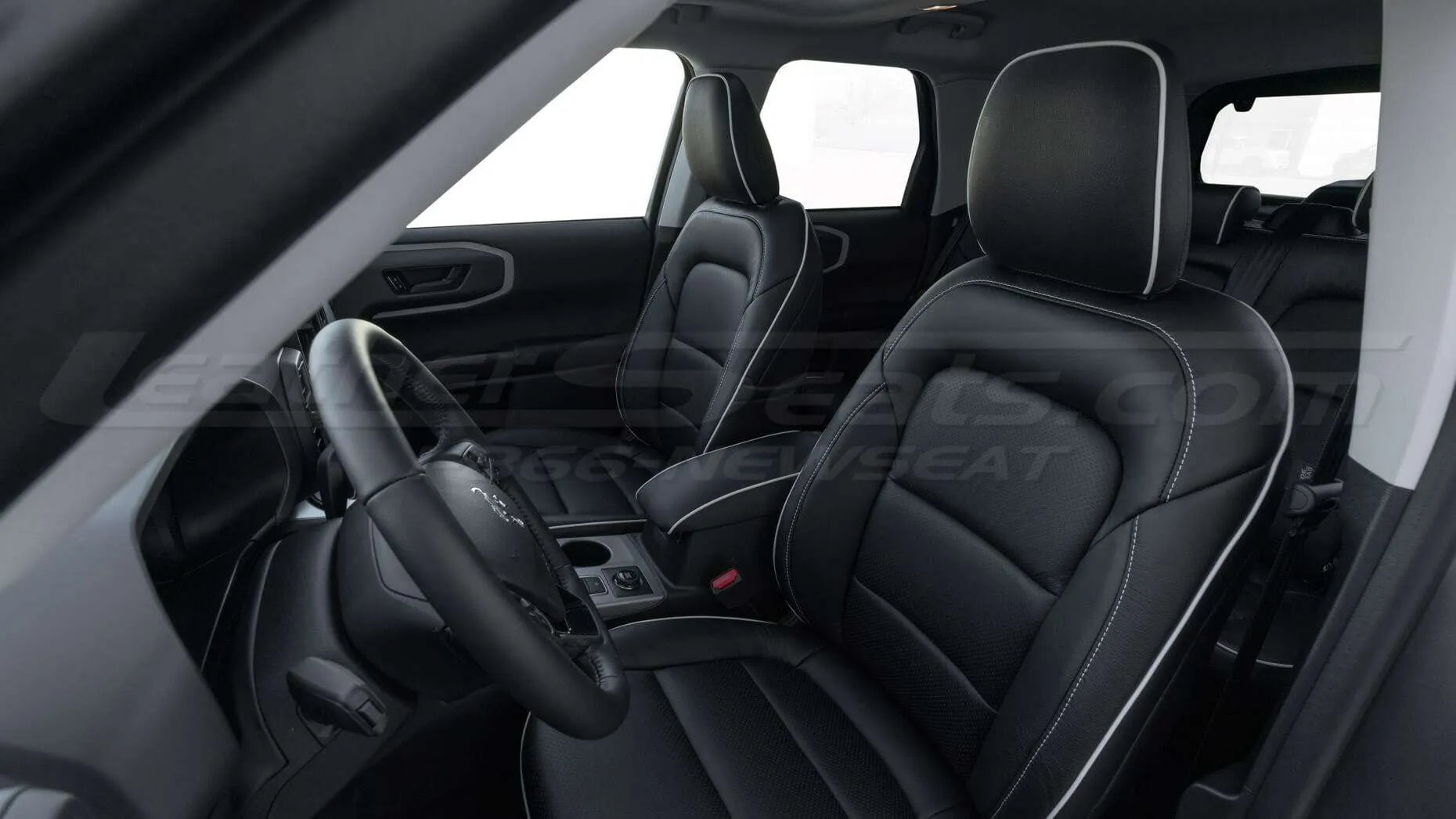 Mid-Range shot of leather seats frm front driver's side