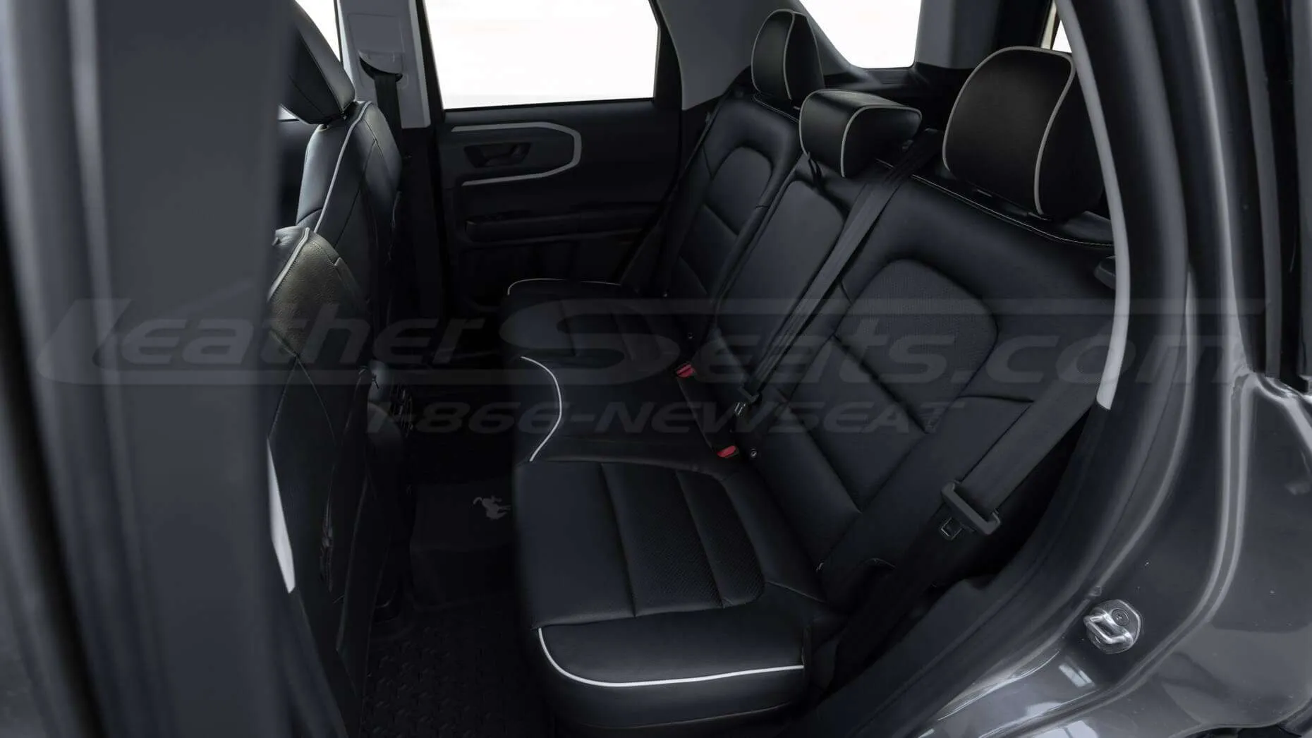 Ford Bronco Sport Installed Leather Seats - Black - Rear seats from driver's side