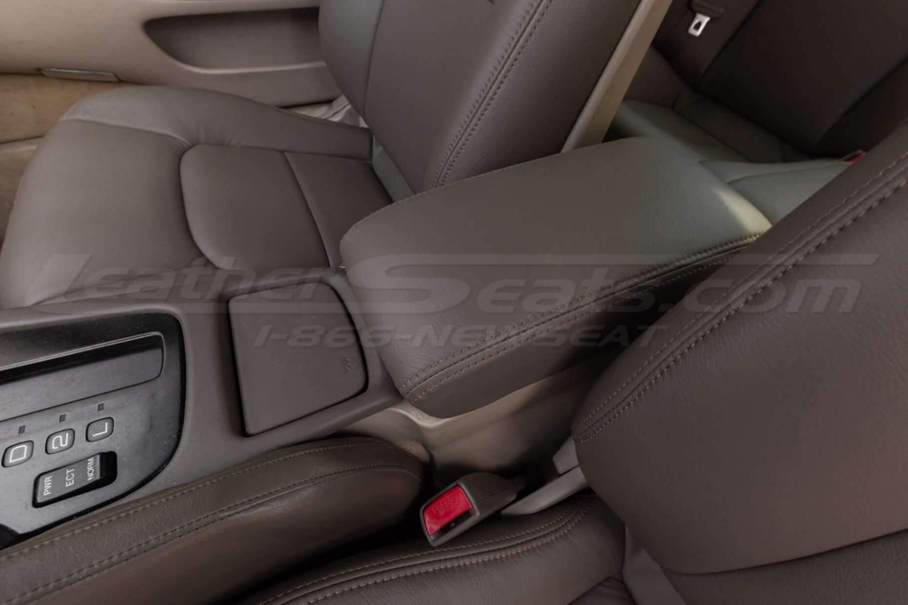 Installed leather console lid cover