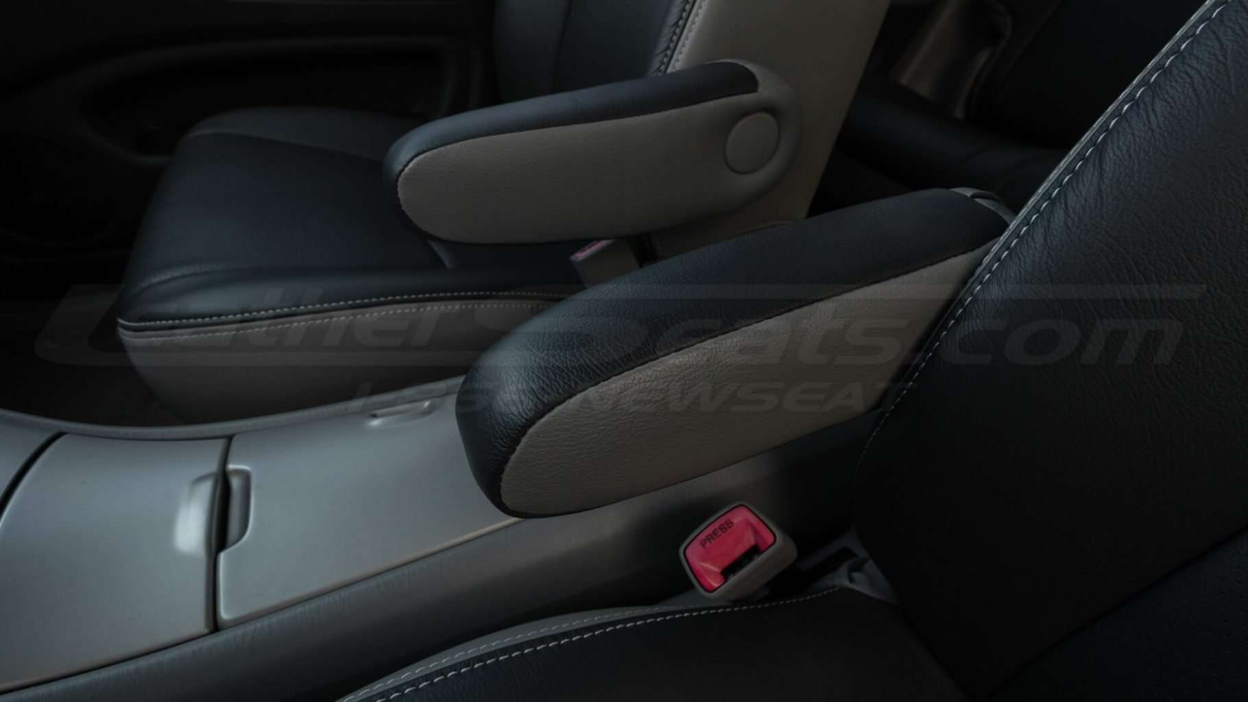 Leather armrest close-up from Driver's side