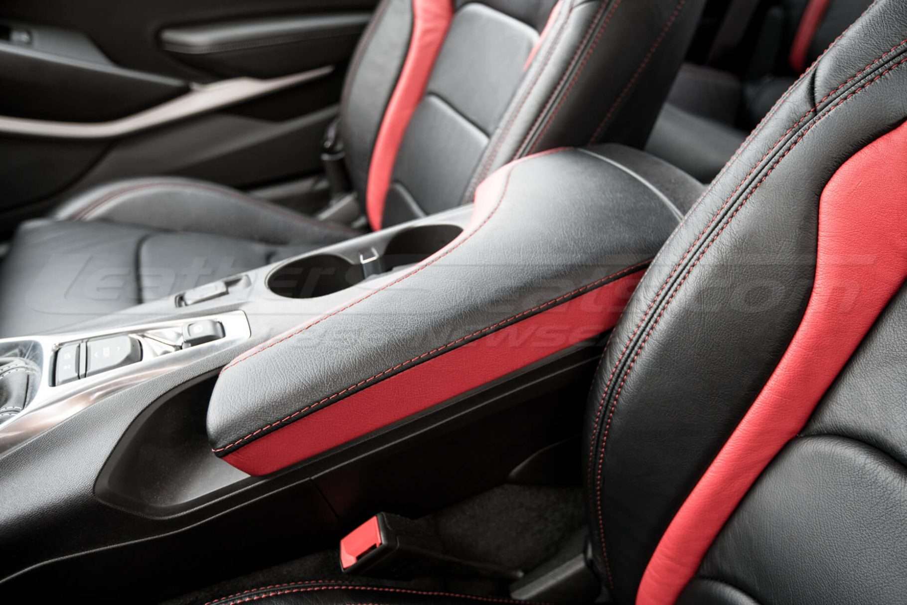 Chevy Camaro Black & Bright Red Console Lid Cover