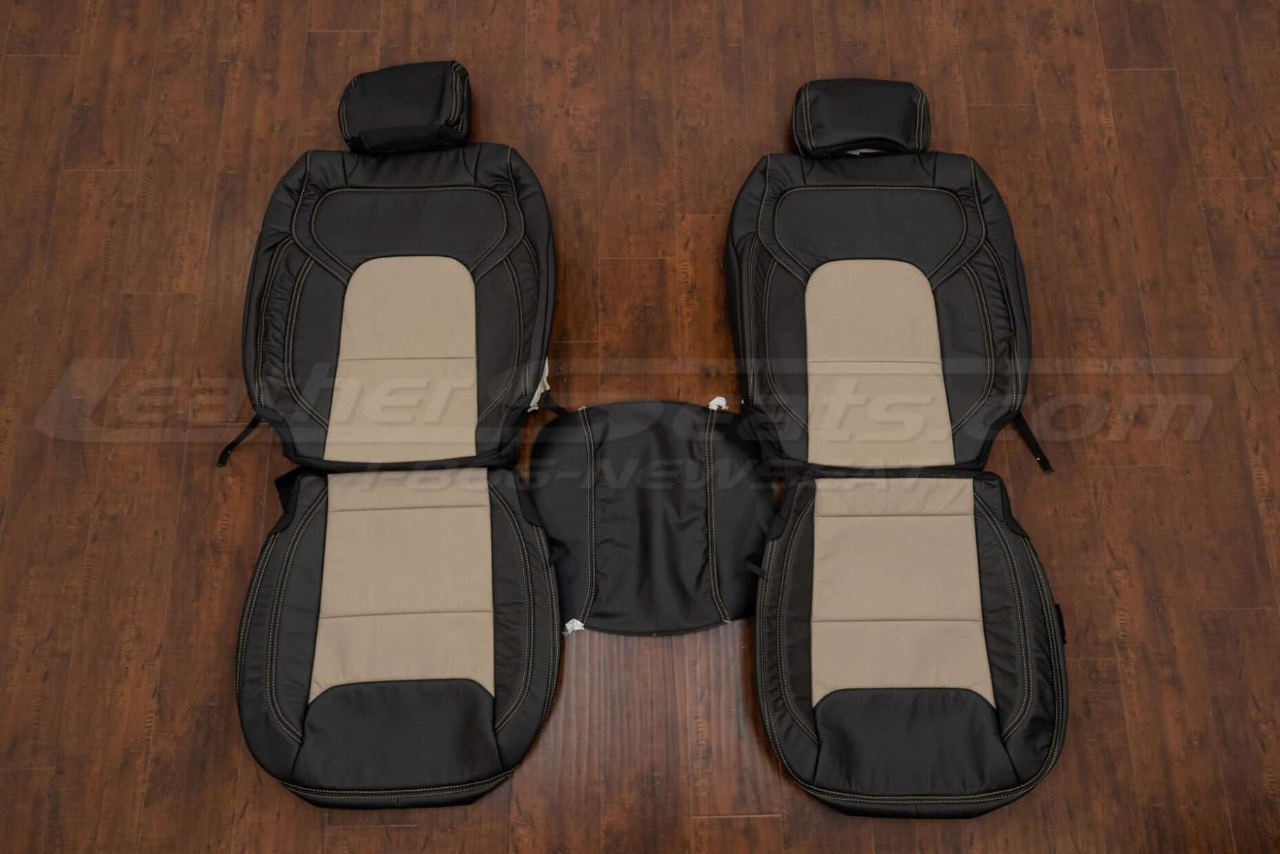 Dodge Ram Leather Seat Kit - Black & Ivory - Front seat upholstery w/ console