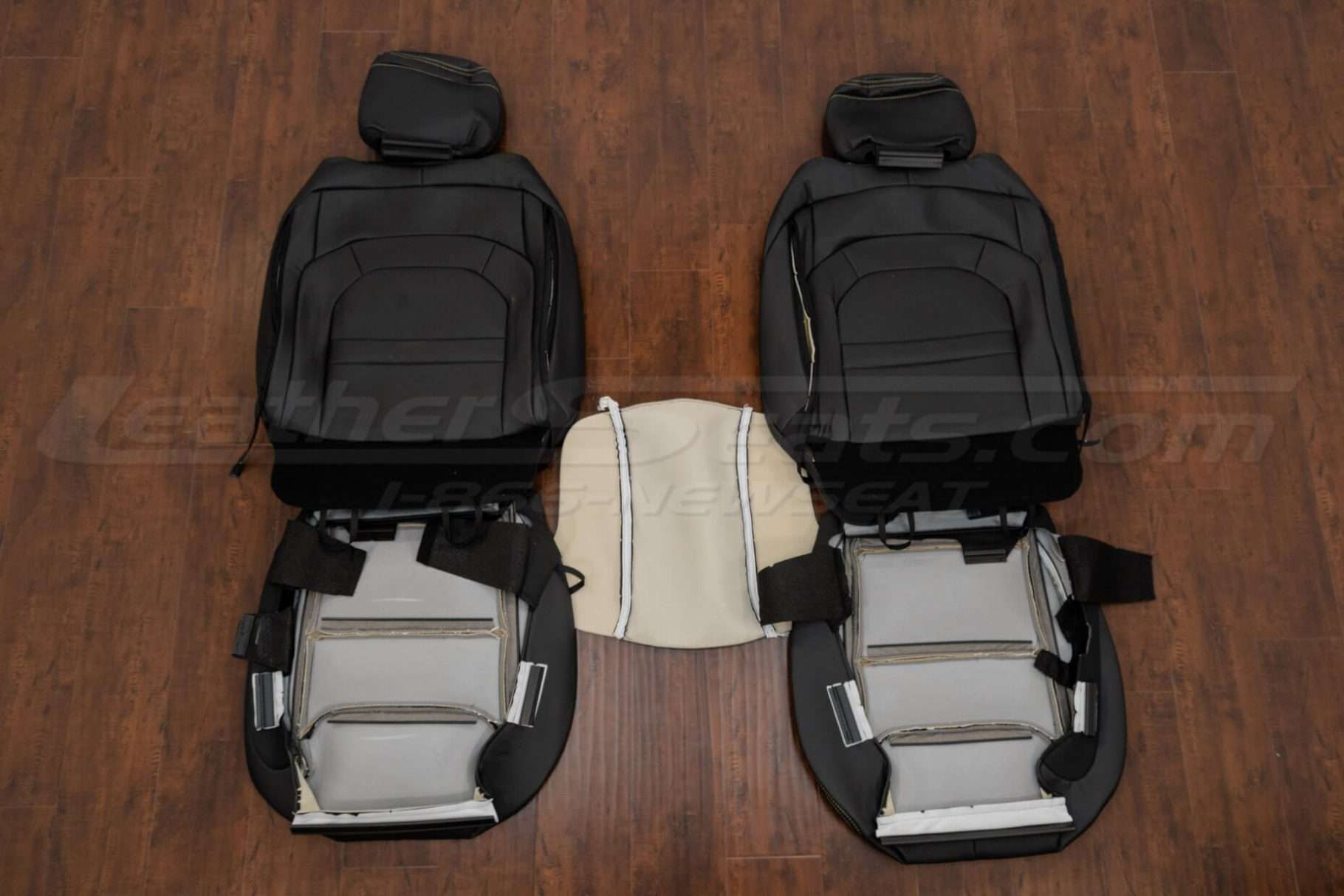 Back view of front seat upholstery w/ console lid cover