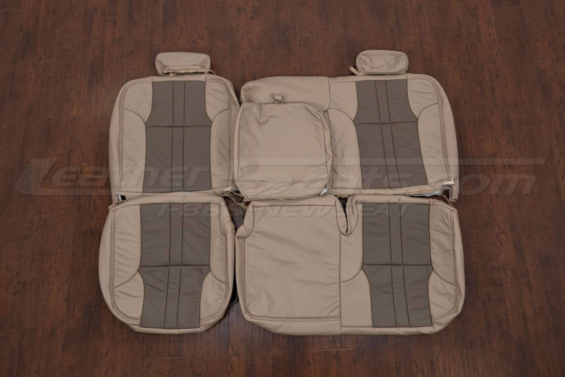Ford Excursion Leather Seat Kit - Adobe & Driftwood - Middle row upholstery w/ Armrest