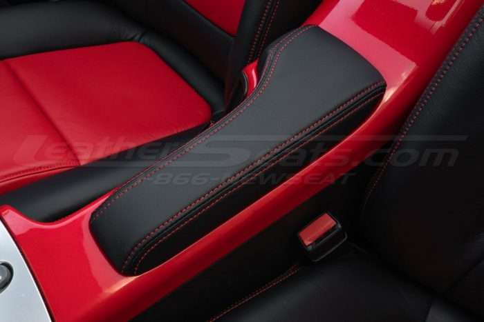 Chevy SSR Console Lid Cover in Black with Bright Red stitching