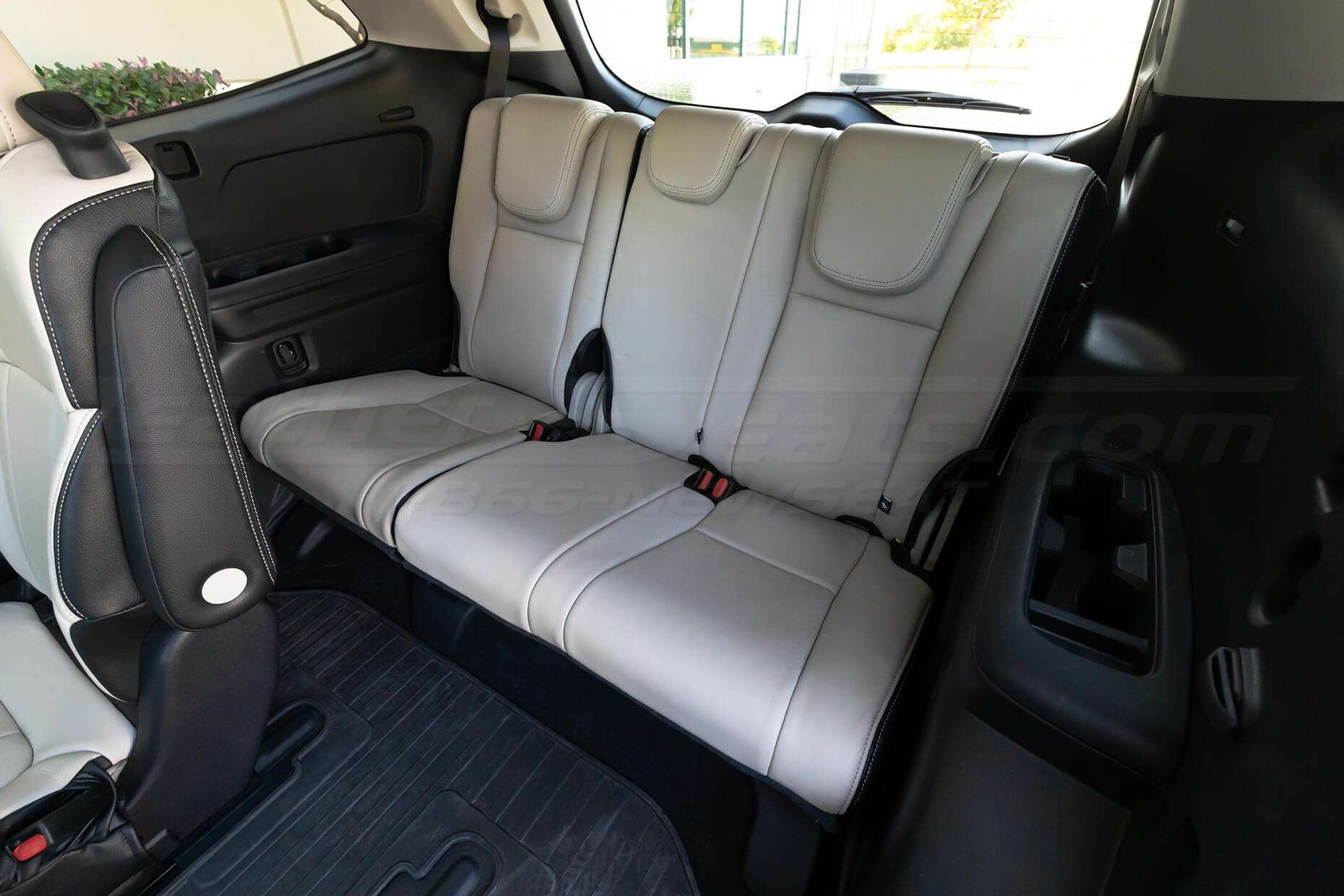 Two-Tone Subaru Ascent leather seats - Black w/ Dune Facings - 3rd row interior from driver's side