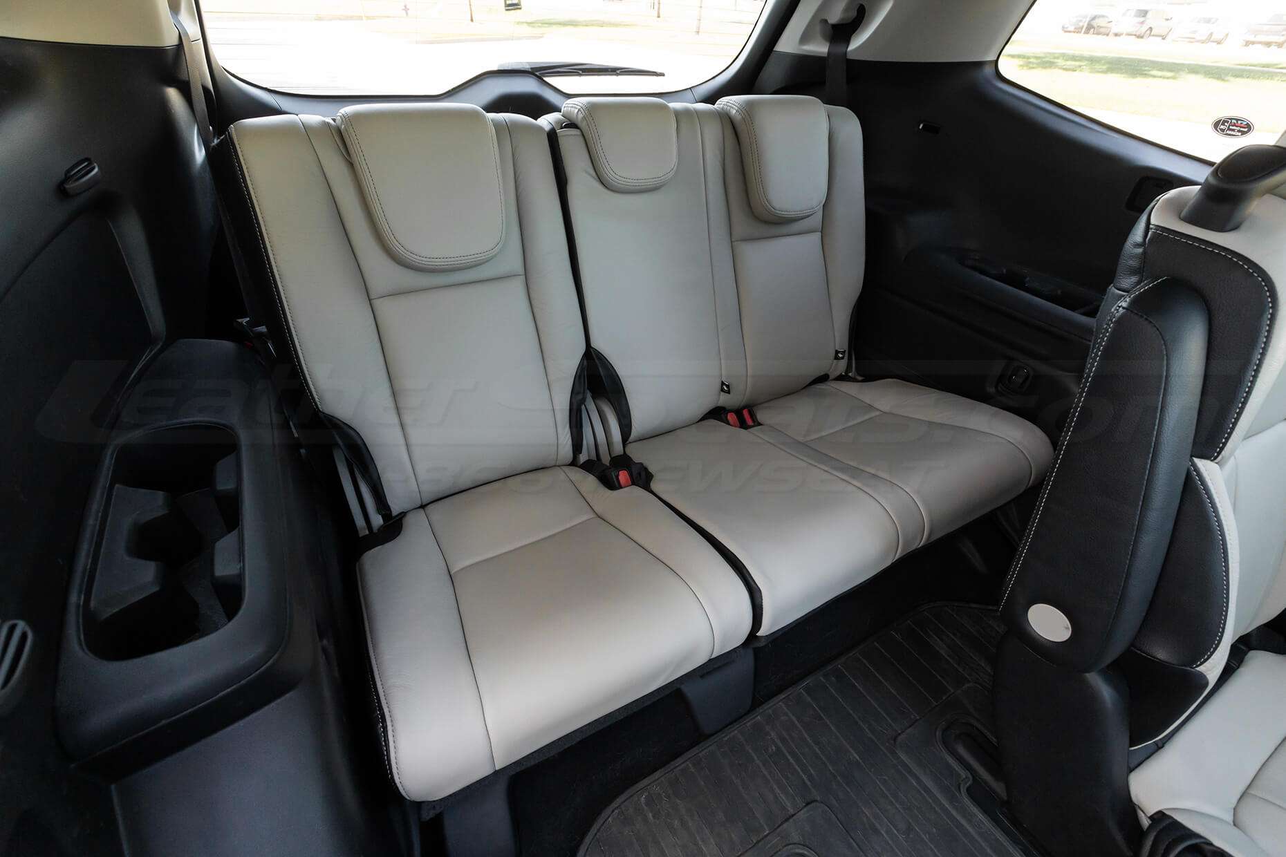 Installed 3rd row leather seats - Black & Dune - Passenger side view