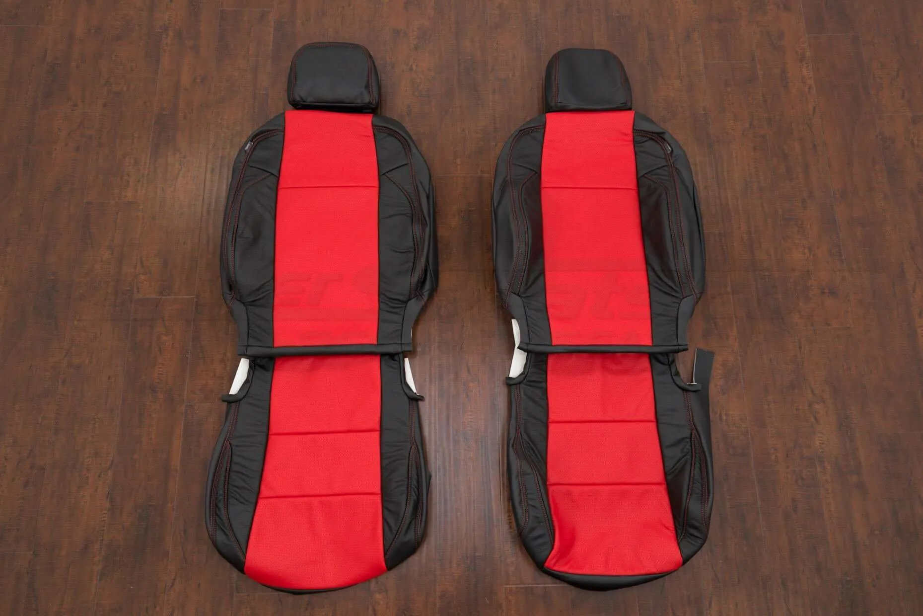 2016-2022 Toyota Tacoma Double Cab leather seat kit - Black & Bright Red- Front seat upholstery