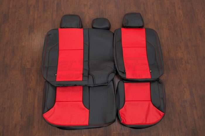 Toyota Tacoma Double Cab Leather Seat Kit - Black & Bright red - Rear seat upholstery