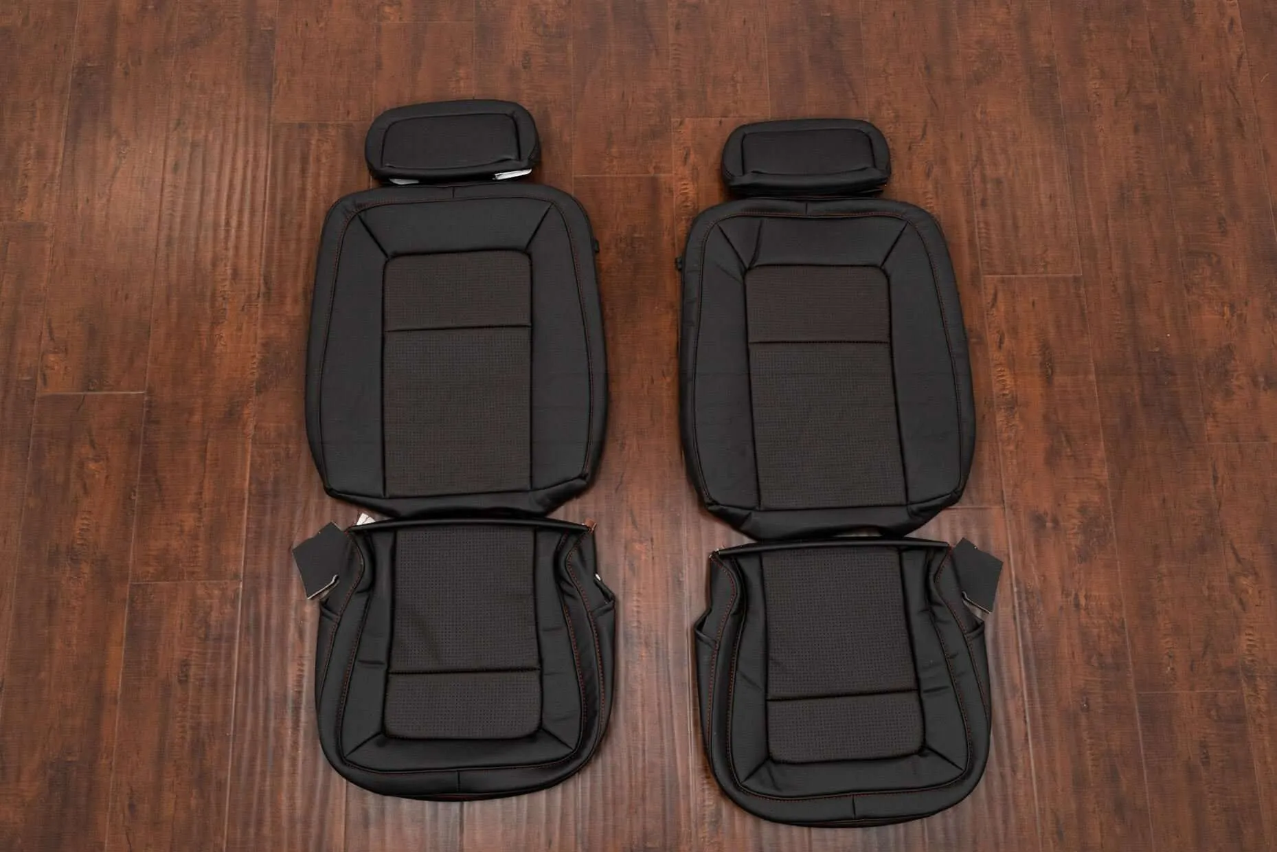 Chevy Colorado Leather Seat Kit - Black & Piazza Red - Rear seat upholstery