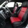 Toyota Tacoma Double Cab with installed leather seats - Black & Bright Red - Front seat from driver's side