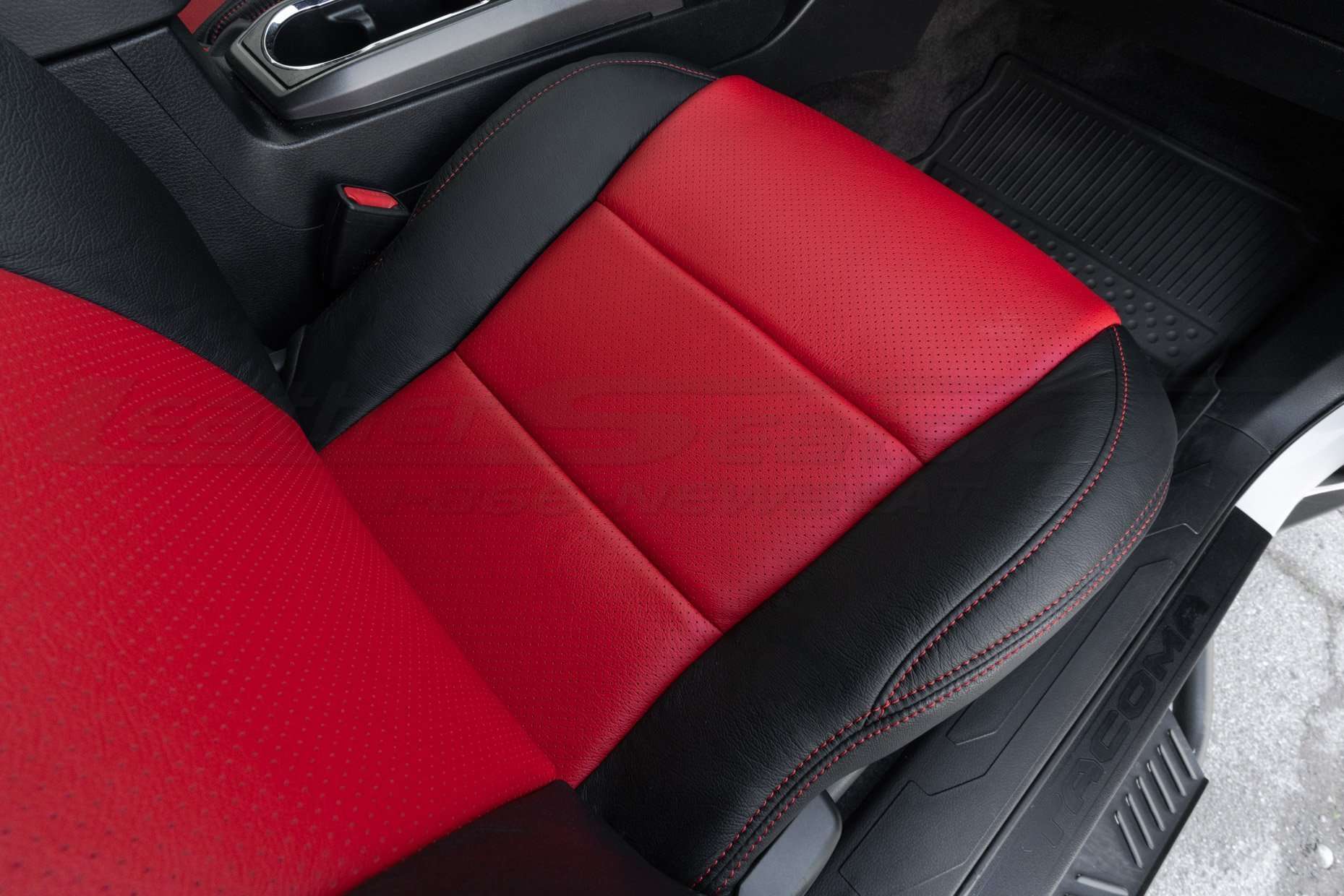 Front seat cushion with perforation close-up