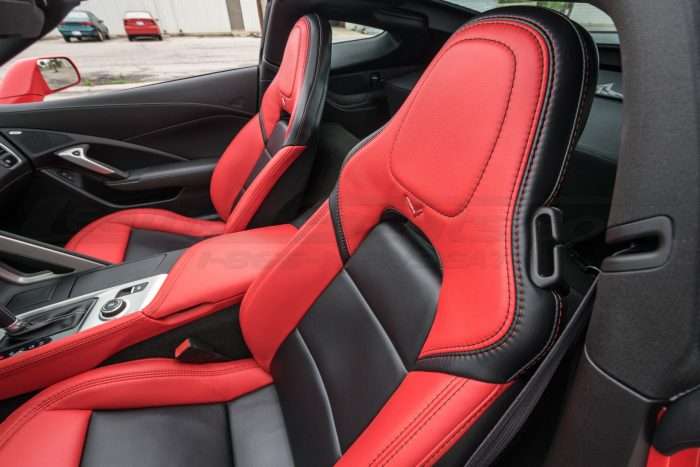 Dual Contrast stitching - Black stitching on Red leather & Red stitching on Black leather