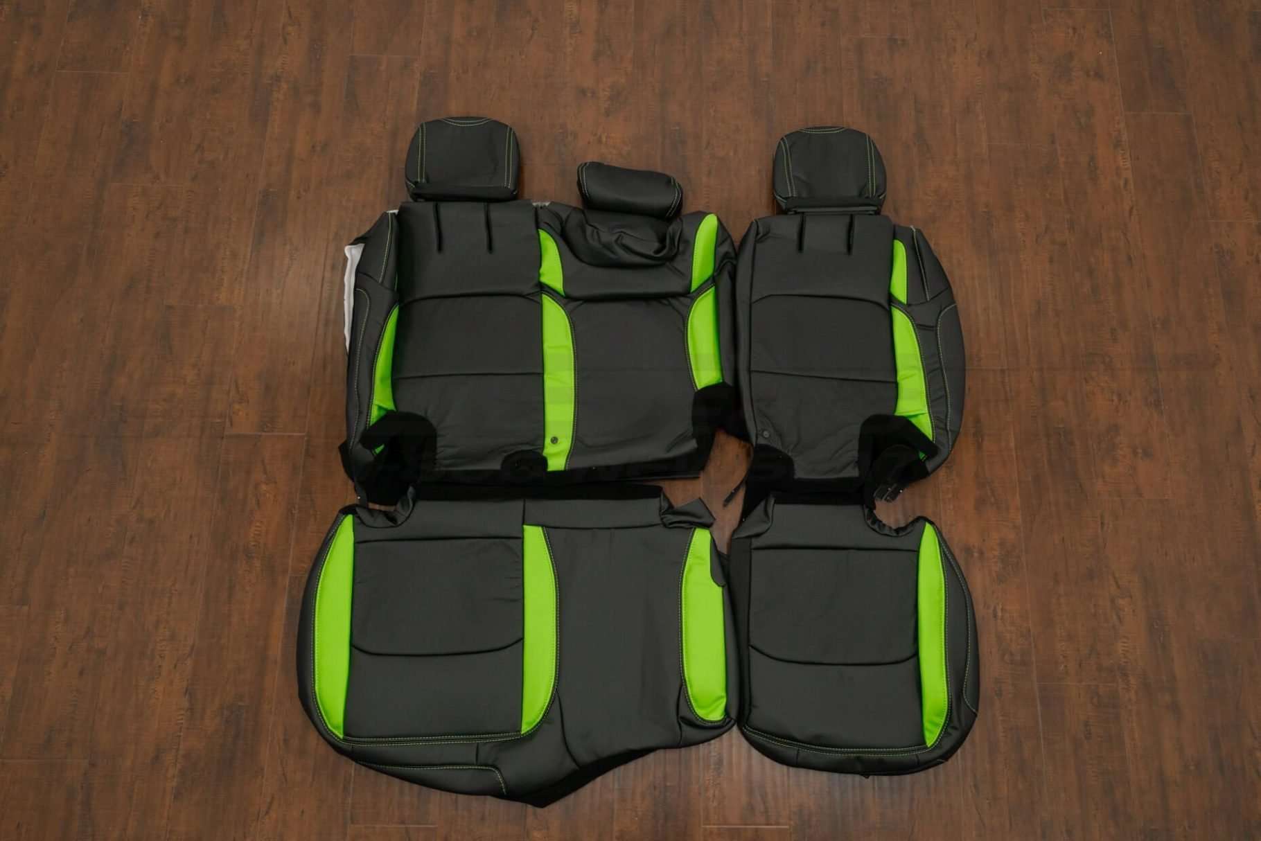 2022 Jeep Wrangler JL with Leather Seats - Black & Lime Green Wings - Rear seat upholstery
