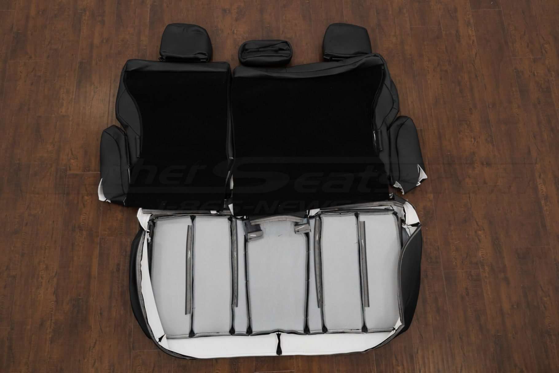Back view of rear seat upholstery and bolsters