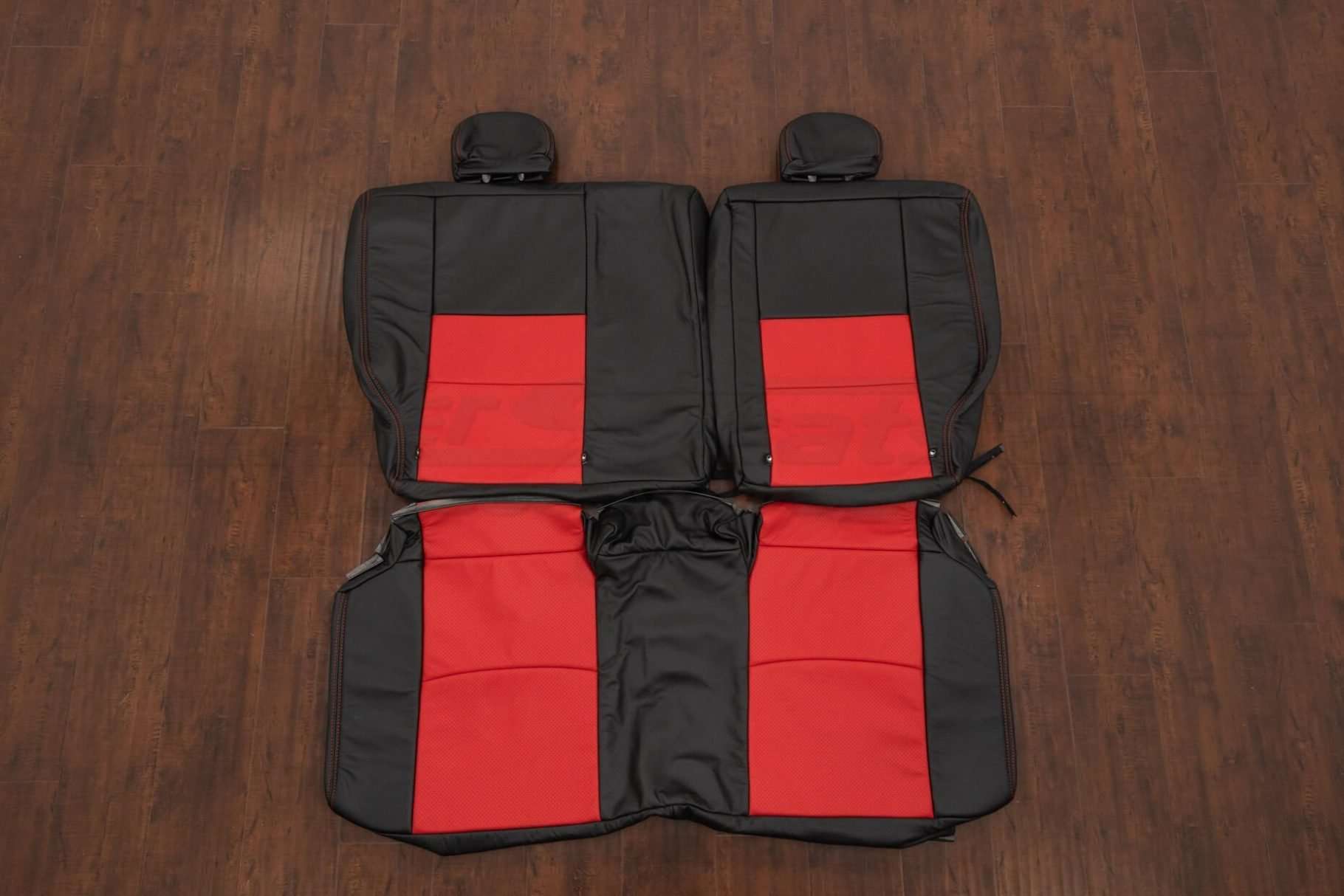 Honda Civic Si Hatchback Leather Seat Kit - Black/Bright Red - Rear seat upholstery