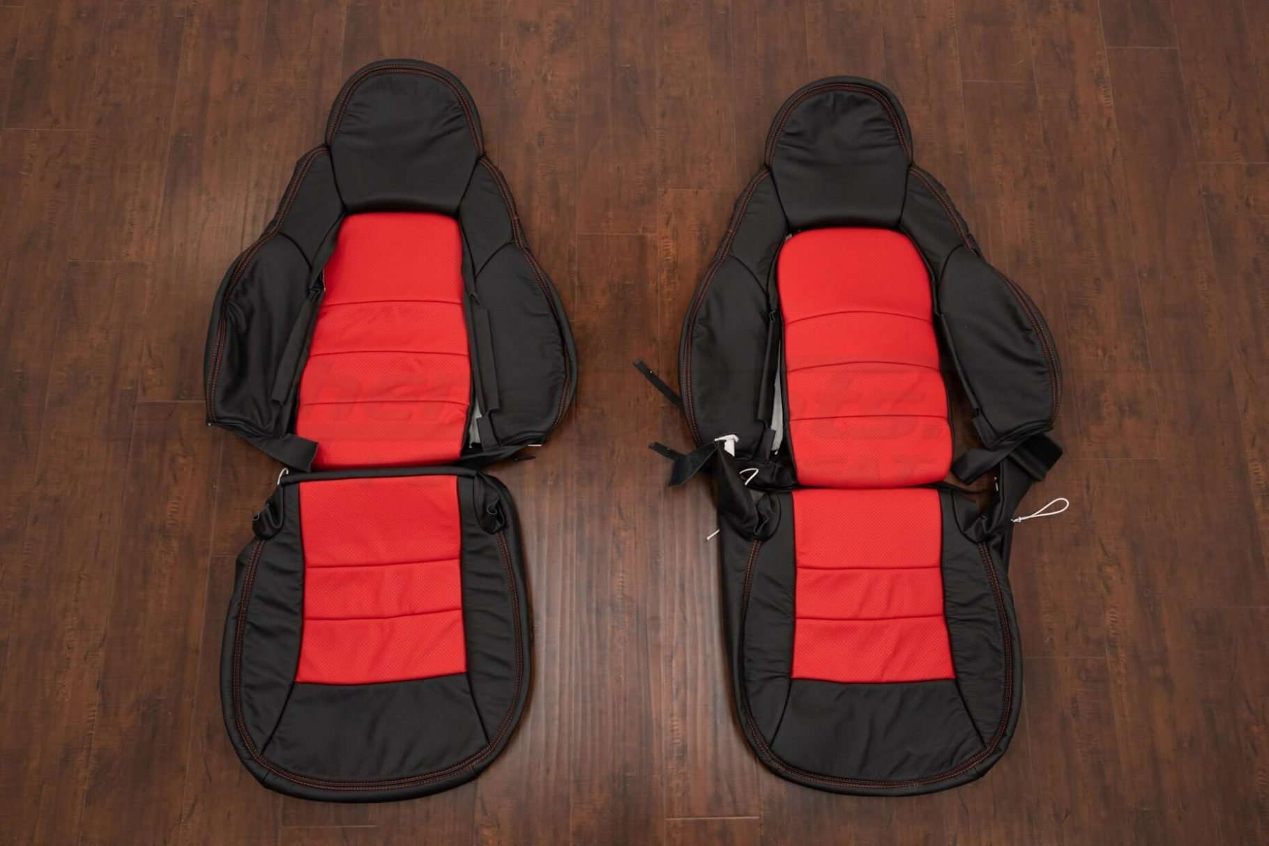 Chevrolet Corvette Leather Seat Kit - Black & Bright Red - Front seat upholstry