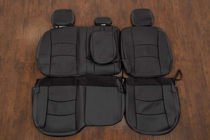 Dodge Ram Leather Seat Kit - Black & Black Gator - Rear seat upholstery w/ Armrest