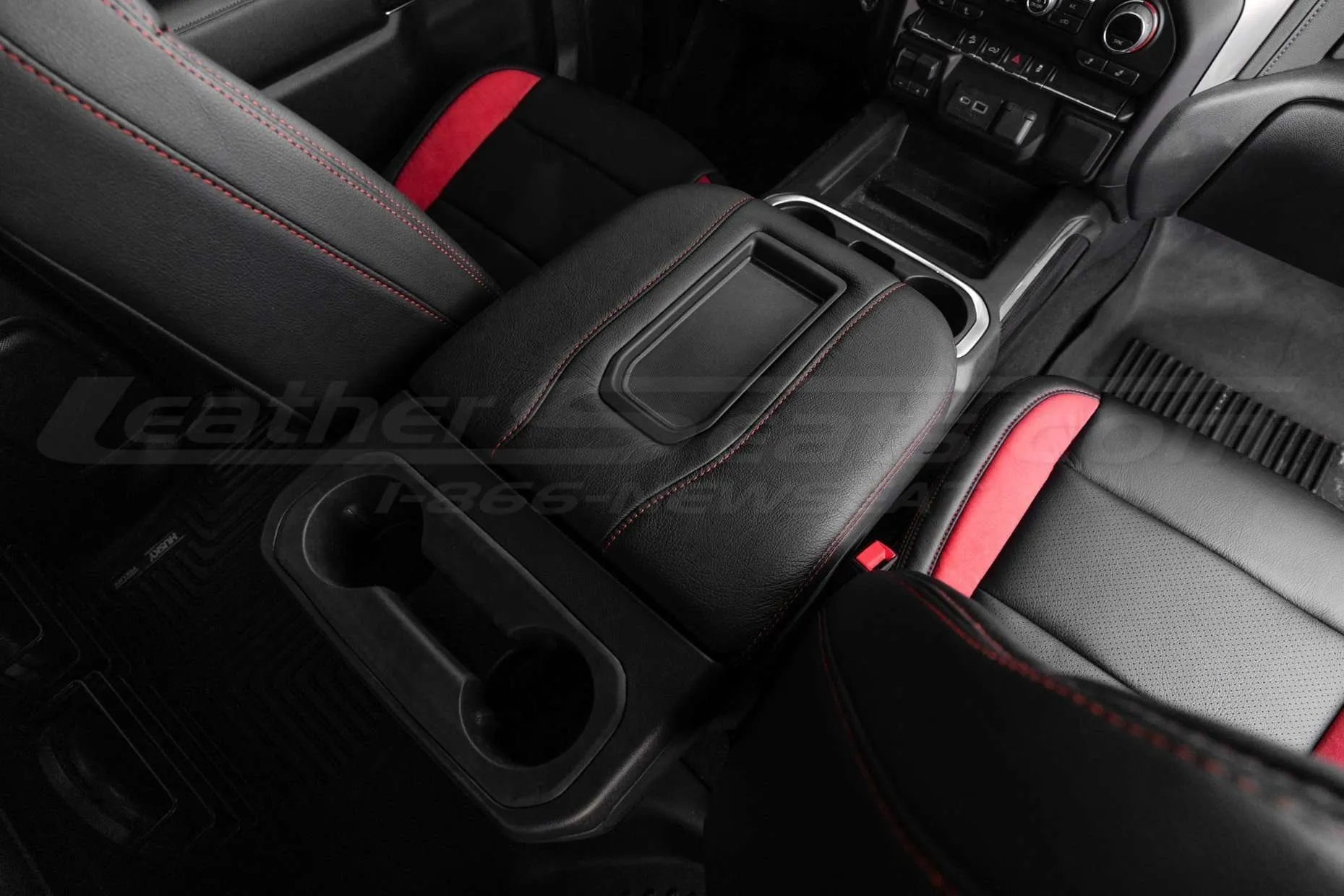 Custom leather console lid cover for 2019+ Chevy and GMC trucks