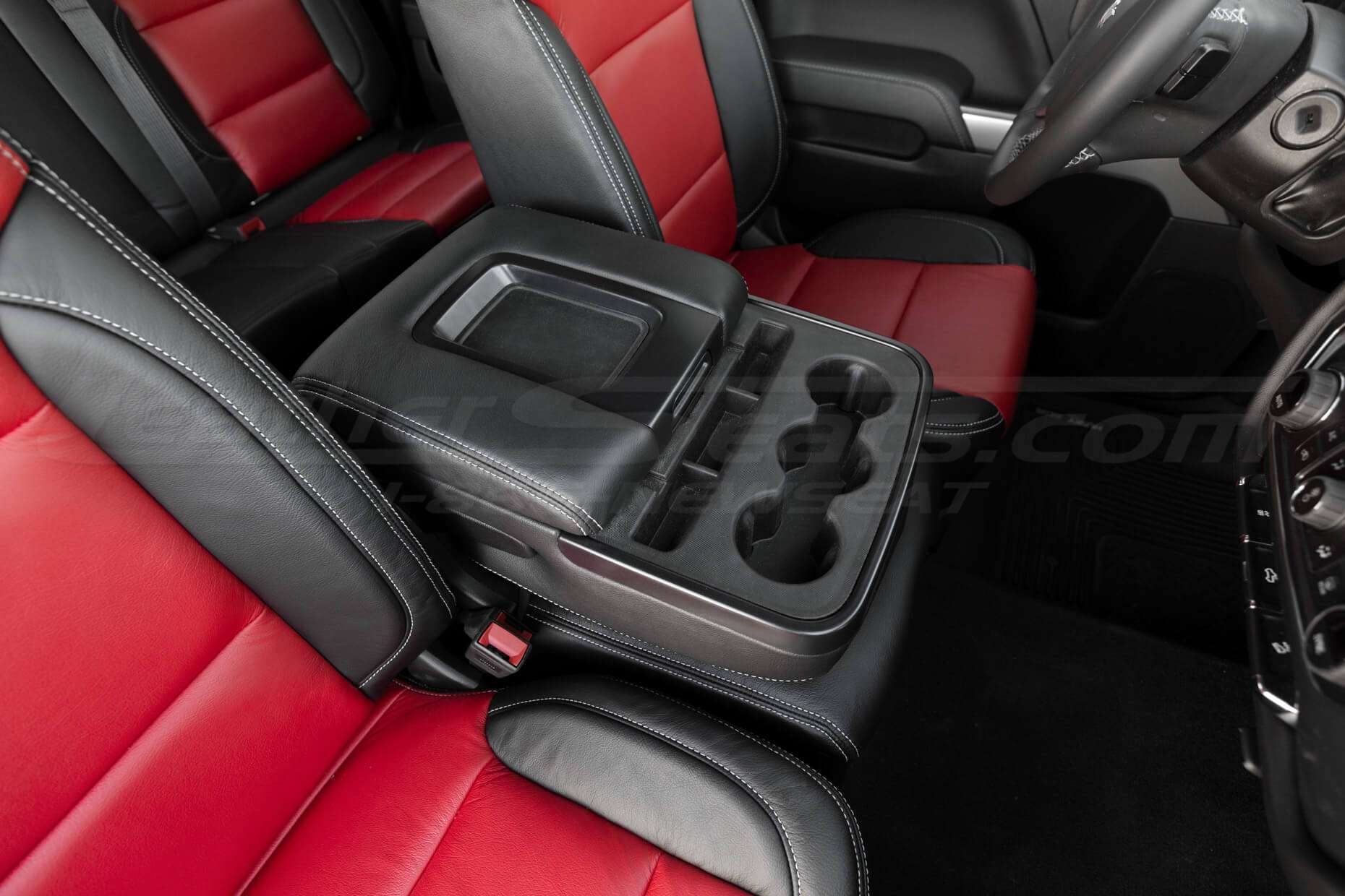Passenger Side View of leather console lid cover