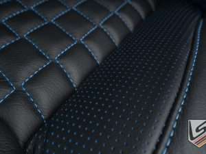 Piazza Blue Perforation and CNC Stitched Reticulated Quadrata