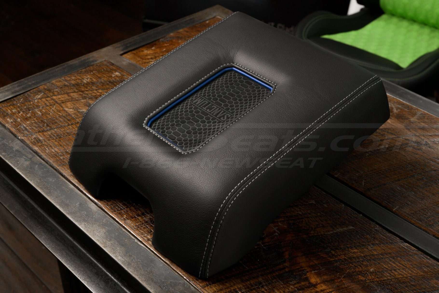 Side view of Sanctum Wireless Phone Charging Console for 2017-2022 Ford SuperDuty Trucks