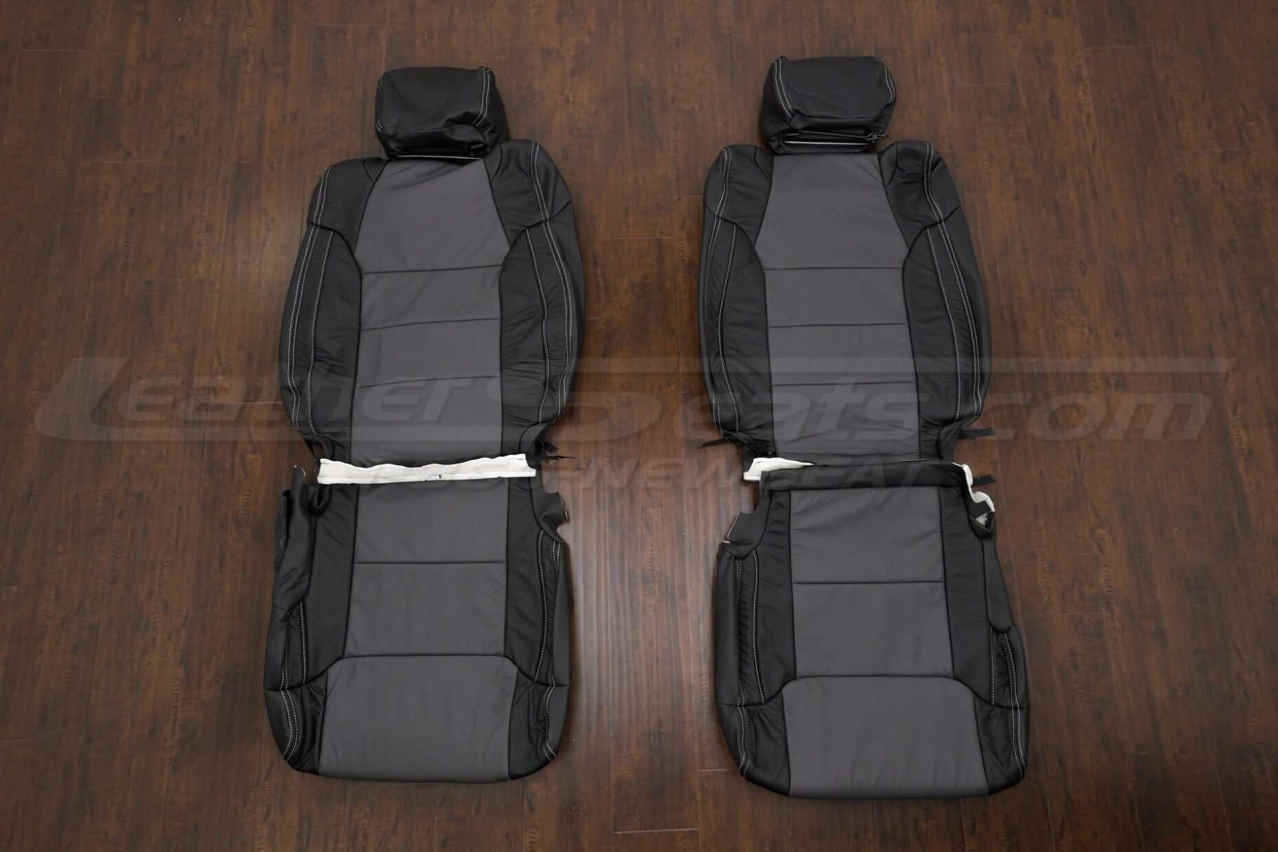 Toyota Tundra CrewMax Leather Seat Kit - Black & Charcoal - Front seat upholstery