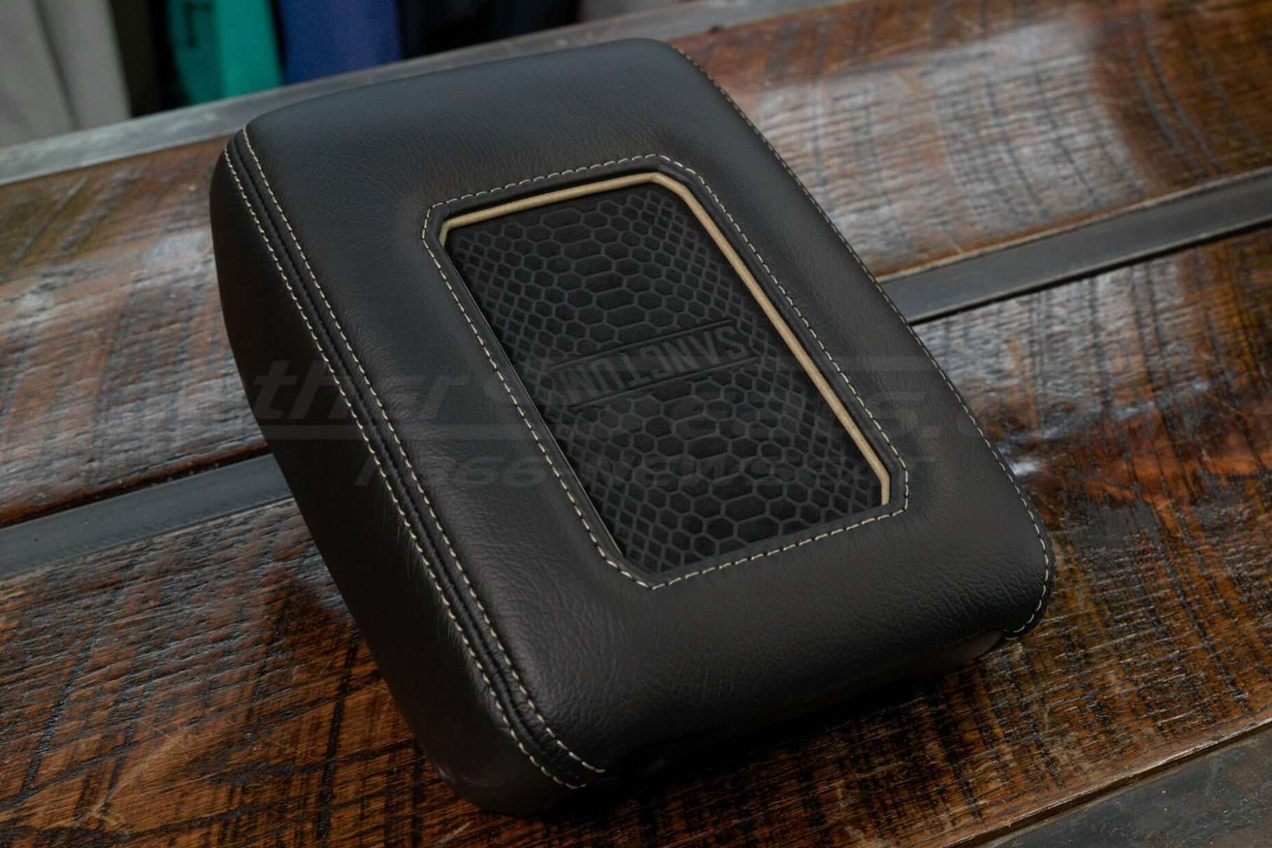 Side view of wireless phone charging centter console