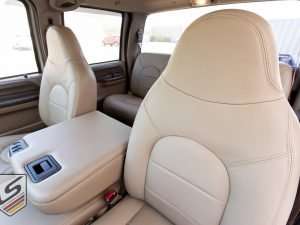 Front backrest and headrest section of 1999-2000 Ford Superduty leather kit