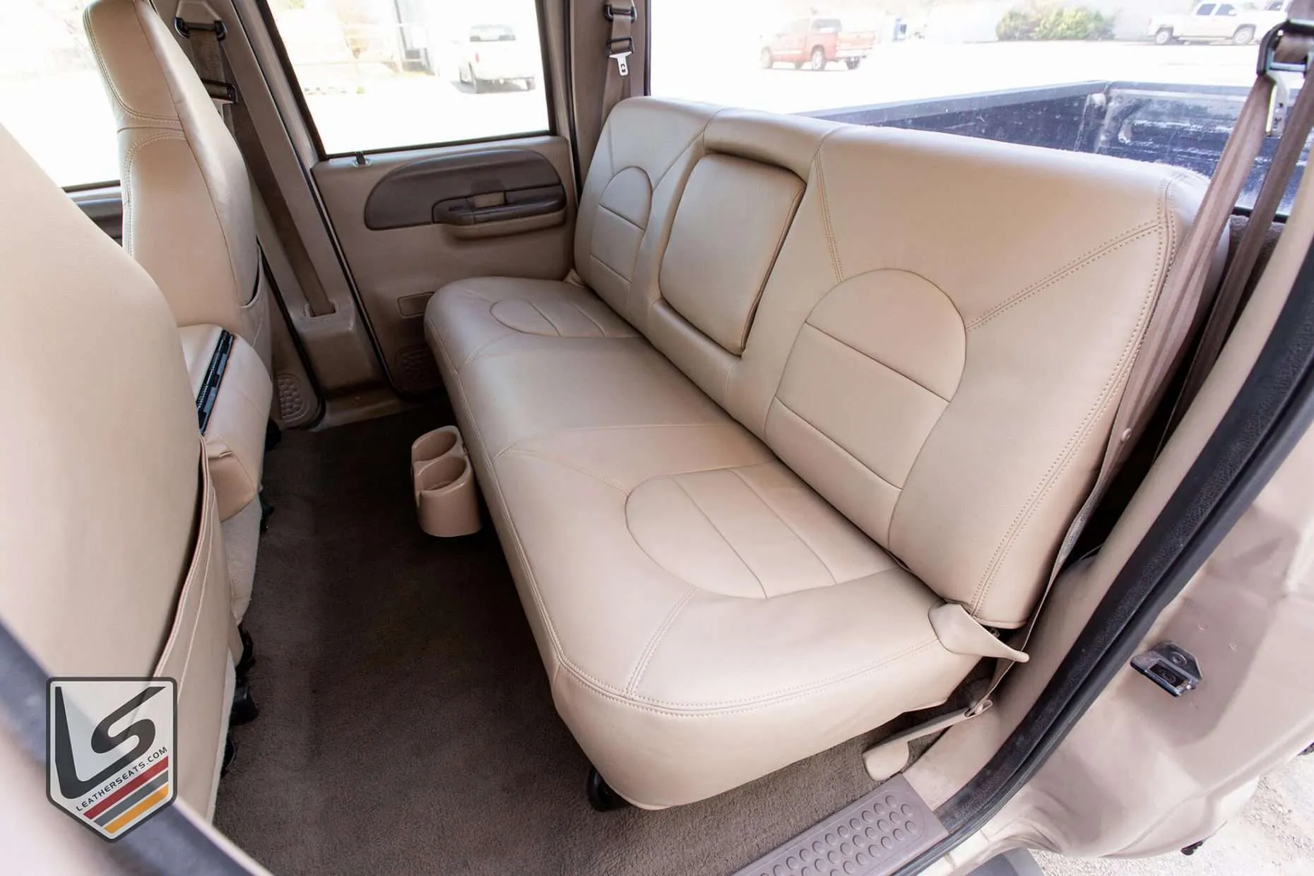LeatherSeats.com Ford F-250 leather interior in Nutmeg - rear seats